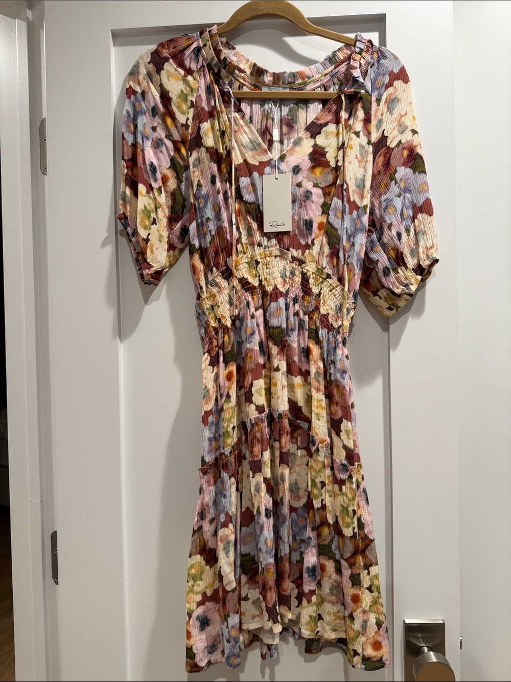 Rails Multi-Color Floral Midi Dress - Cream, Brown, Pink, Blue